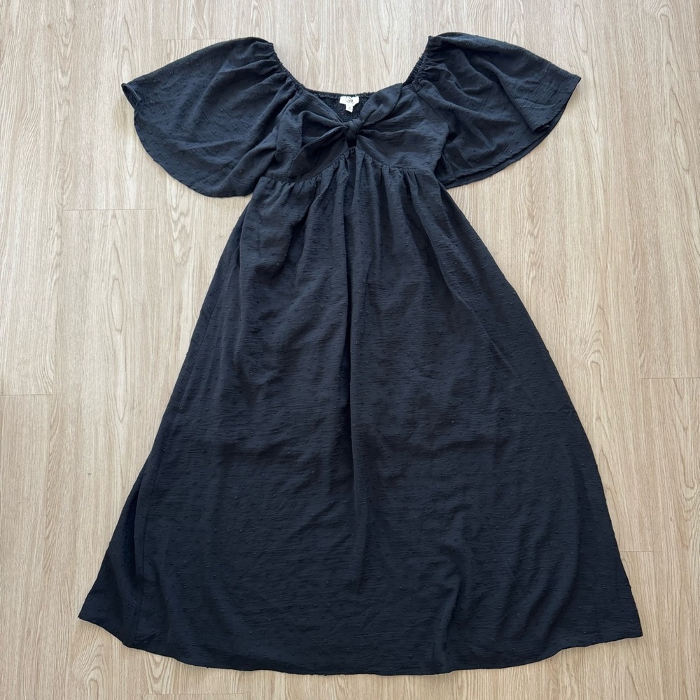 Pinkblush Dot Texture Flutter Sleeve Front Tie Mi… - image 6